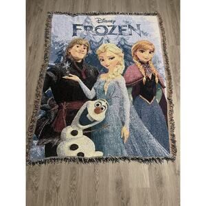 Disney FROZEN Anna Elsa Olaf Kristoff Woven Tapestry Throw Blanket 55x45 inches
